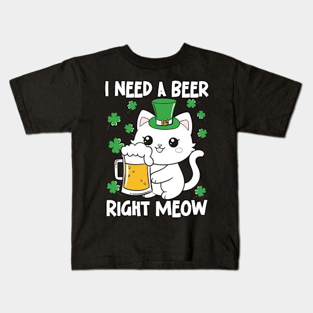 I Need a Beer Right Meow Kids T-Shirt by AngelBeez29